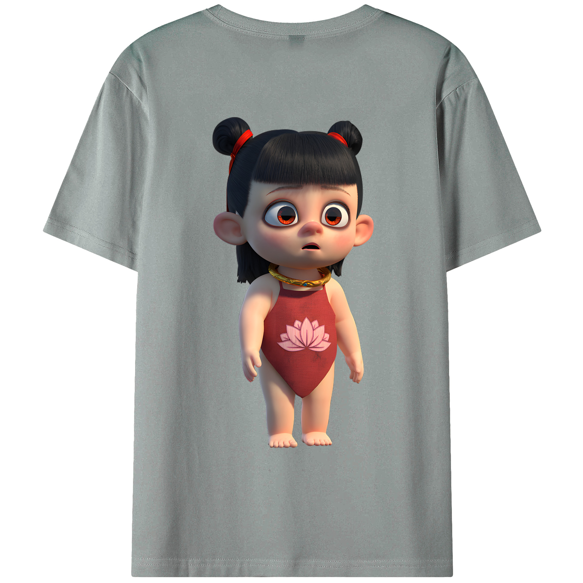 （画像用） Ne Zha 2 ナタ 魔童の大暴れ 綿100％ メンズ半袖Tシャツ（バックプリント） 通気性